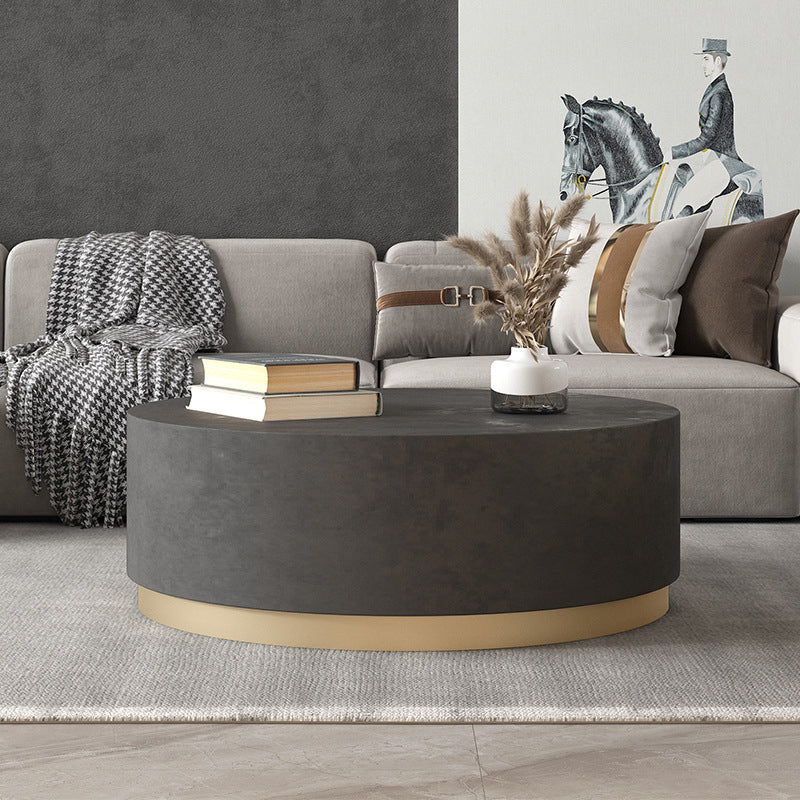 Mid-Century Modern Coffee Table Round Drum Coffee Table in Grey
