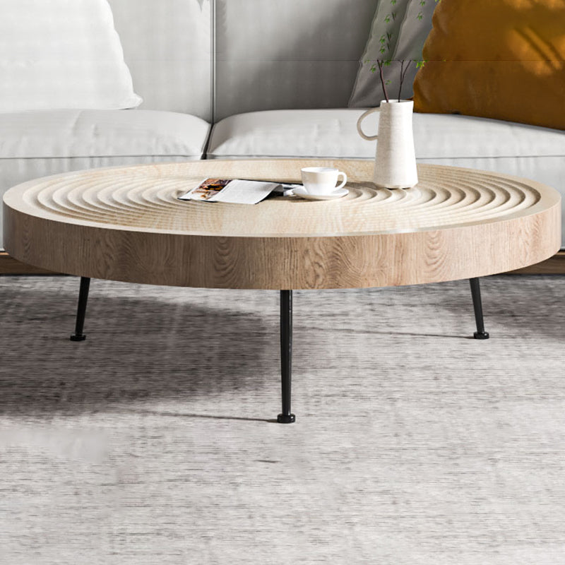 Round Wooden Coffee Table North European 3 Legs Coffee Table 31.5"L x 31.5"W x 14"H Clearhalo 'Coffee & Accent Tables' 'Coffee Tables' 'coffee_tables' 'furn' 'furn_coffee_tables' 'Furniture' 'Living Room Furniture' 5374305