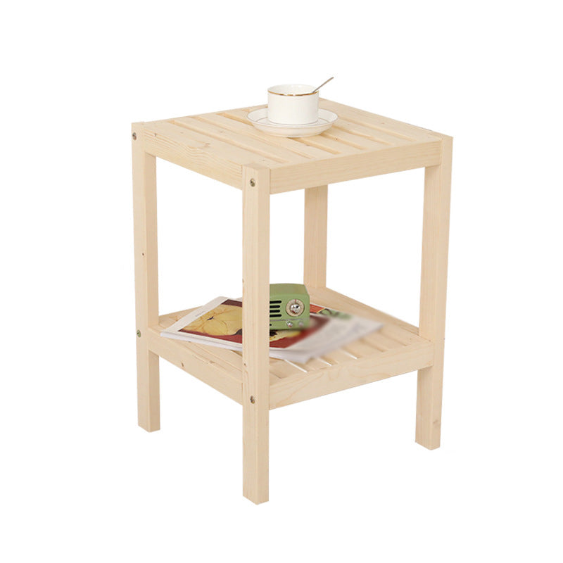 Modern Style Pine with Storage Rack Black/different/wood Color Square Side Table