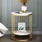 Frame Base Design Gold/ Black Metal Slate Top White Rectangular Side Table 23.6"L x 23.6"W x 21.7"H Gold Shelves Included Clearhalo 'Coffee & Accent Tables' 'End & Side Tables' 'end_side_tables' 'furn' 'furn_end_side_tables' 'Furniture' 'Living Room Furniture' 5374473