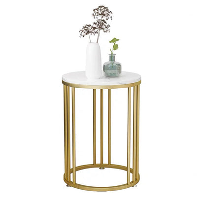 Frame Base Design Gold/ Black Metal Slate Top White Rectangular Side Table 16"L x 16"W x 22"H Gold Shelves Not Included Clearhalo 'Coffee & Accent Tables' 'End & Side Tables' 'end_side_tables' 'furn' 'furn_end_side_tables' 'Furniture' 'Living Room Furniture' 5374477