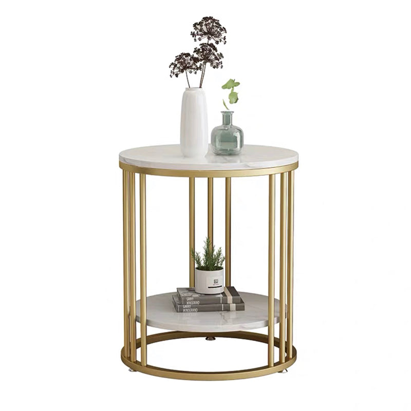 Frame Base Design Gold/ Black Metal Slate Top White Rectangular Side Table Clearhalo 'Coffee & Accent Tables' 'End & Side Tables' 'end_side_tables' 'furn' 'furn_end_side_tables' 'Furniture' 'Living Room Furniture' 5374484