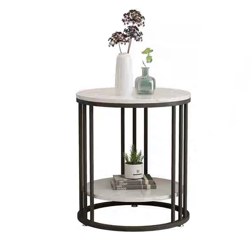 Frame Base Design Gold/ Black Metal Slate Top White Rectangular Side Table Clearhalo 'Coffee & Accent Tables' 'End & Side Tables' 'end_side_tables' 'furn' 'furn_end_side_tables' 'Furniture' 'Living Room Furniture' 5374485