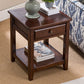 Lving Room Square Wood Top End Table Double Tier 4 Legs Side Table 23.6"L x 23.6"W x 23.6"H Dark Brown Drawers Included Clearhalo 'Coffee & Accent Tables' 'End & Side Tables' 'end_side_tables' 'furn' 'furn_end_side_tables' 'Furniture' 'Living Room Furniture' 5374528