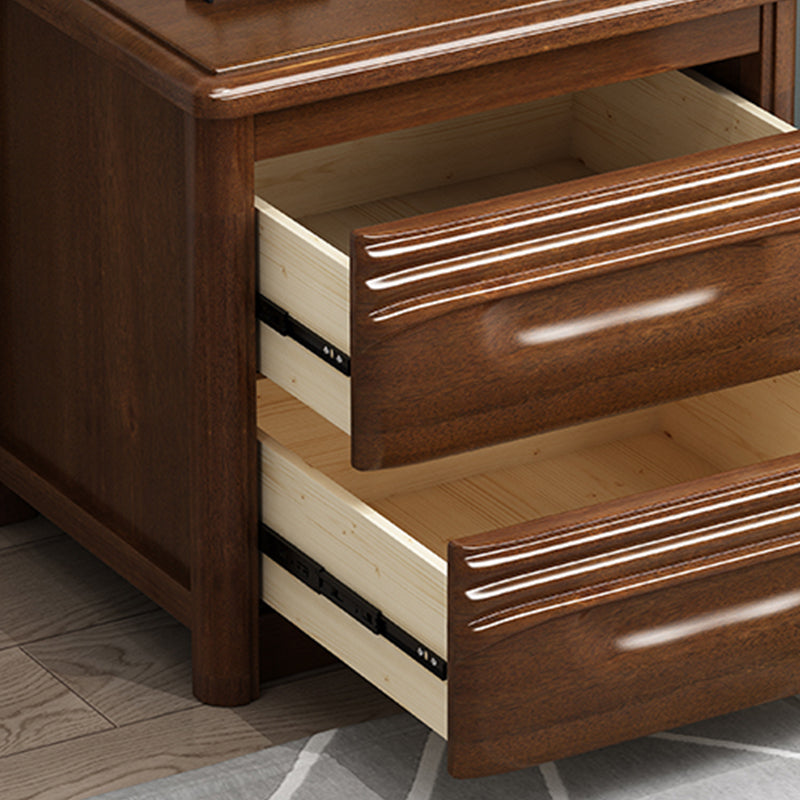 Comodino tradizionale in legno massiccio 20 "tavolo da notte alto con 2 cassetti