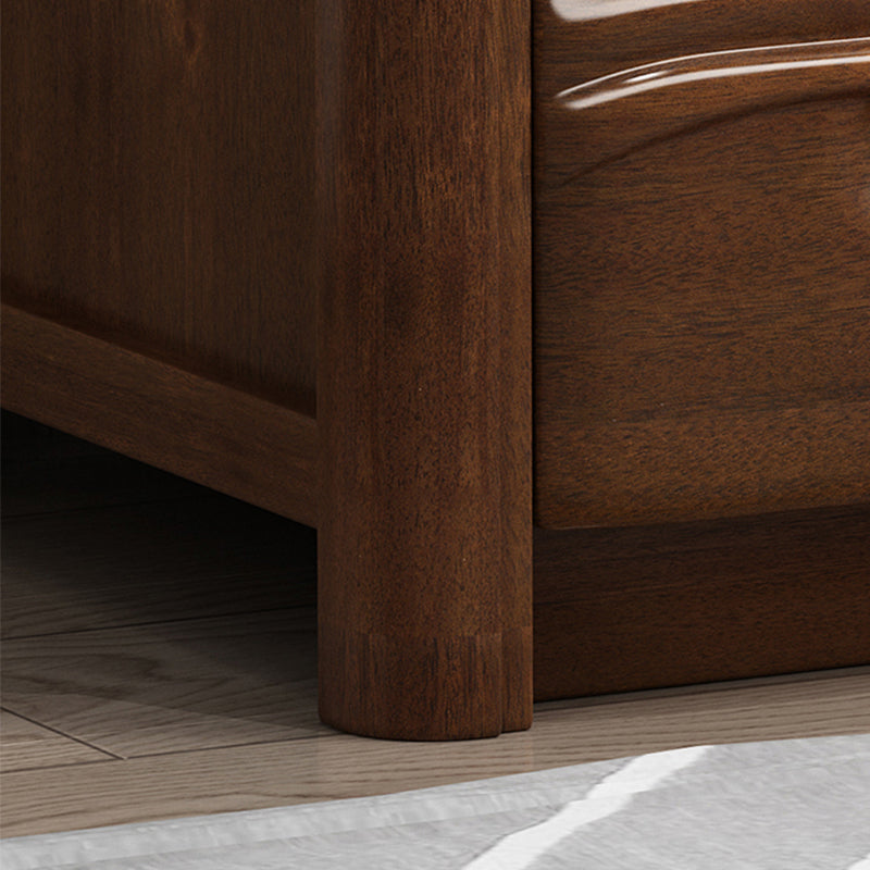 Comodino tradizionale in legno massiccio 20 "tavolo da notte alto con 2 cassetti