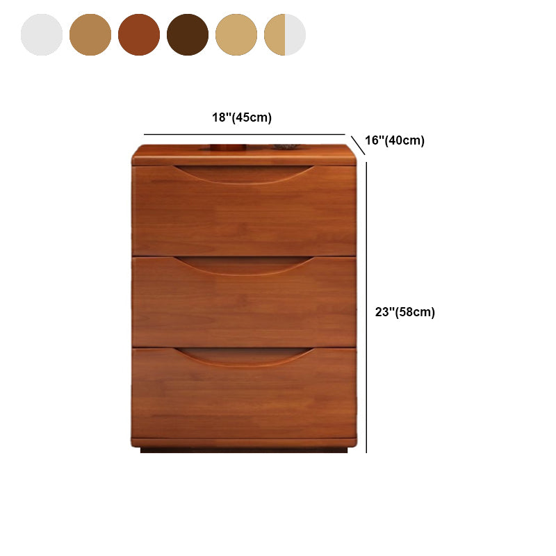 Comodino tradizionale in legno massiccio 23 "tavolino notturno con 3 cassetti