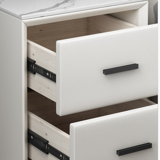 Leder Nachttisch mit 4 schwarzen Beinen glamourösem Nachttisch mit Schubladen