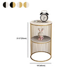 Table de nuit en métal rond en pierre rond avec étagères