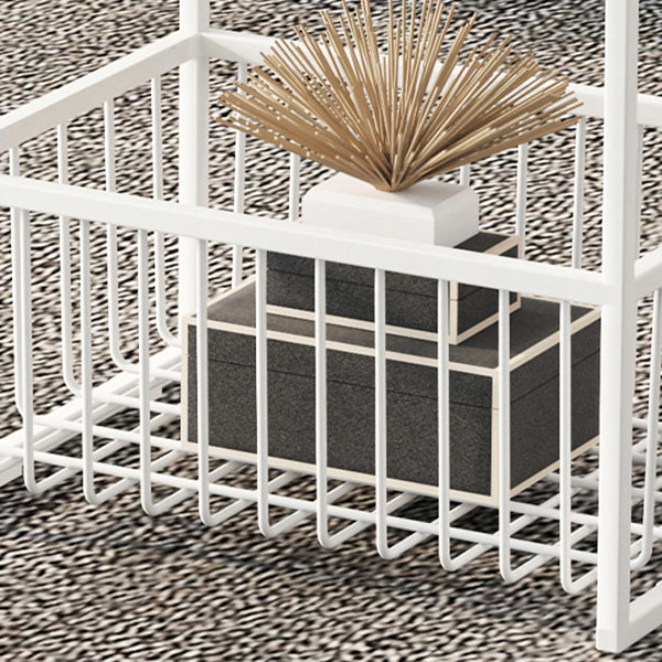 Zeitgenössischer offener Aufbewahrungsnachtstand Metal Night Tisch mit Regalen