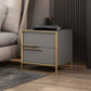 Leather Nightstand with Metal Legs Glam Night Table with Drawers