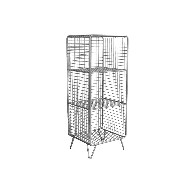 Metal Nightstand with Legs Glam Night Table with Shelves in Silver/Gold/Black 14"L x 12"W x 35"H Silver Clearhalo 'Bedroom Furniture' 'furn' 'furn_night_stand' 'Furniture' 'night_stand' 'Nightstands' 5374708