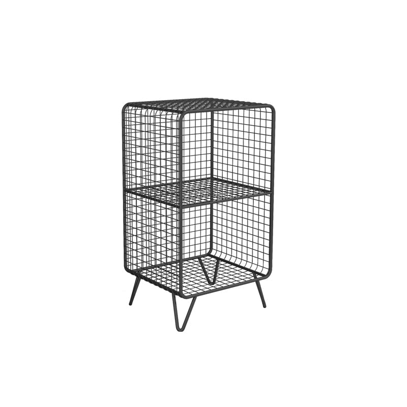 Metal Nightstand with Legs Glam Night Table with Shelves in Silver/Gold/Black 14"L x 12"W x 26"H Black Clearhalo 'Bedroom Furniture' 'furn' 'furn_night_stand' 'Furniture' 'night_stand' 'Nightstands' 5374710