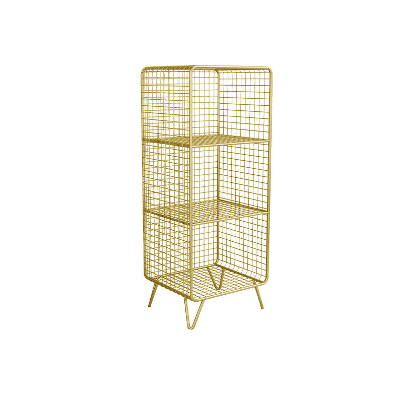 Metal Nightstand with Legs Glam Night Table with Shelves in Silver/Gold/Black 14"L x 12"W x 35"H Gold Clearhalo 'Bedroom Furniture' 'furn' 'furn_night_stand' 'Furniture' 'night_stand' 'Nightstands' 5374713