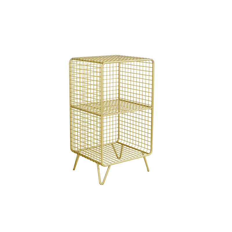 Metal Nightstand with Legs Glam Night Table with Shelves in Silver/Gold/Black 14"L x 12"W x 26"H Gold Clearhalo 'Bedroom Furniture' 'furn' 'furn_night_stand' 'Furniture' 'night_stand' 'Nightstands' 5374716