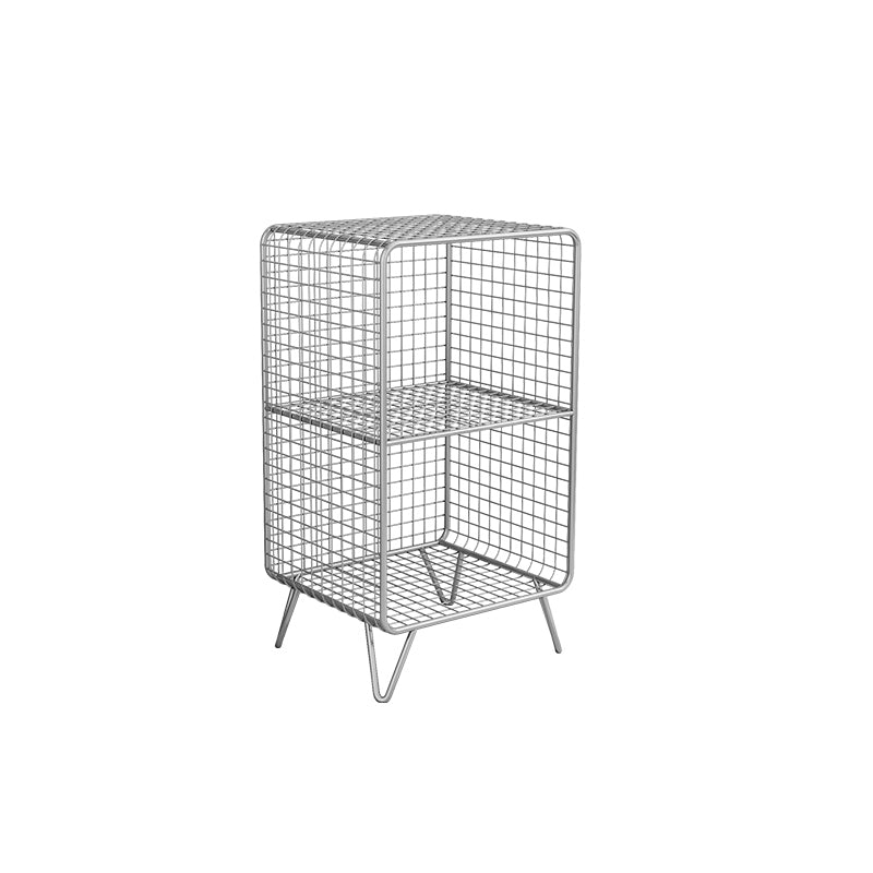 Metal Nightstand with Legs Glam Night Table with Shelves in Silver/Gold/Black 14"L x 12"W x 26"H Silver Clearhalo 'Bedroom Furniture' 'furn' 'furn_night_stand' 'Furniture' 'night_stand' 'Nightstands' 5374718