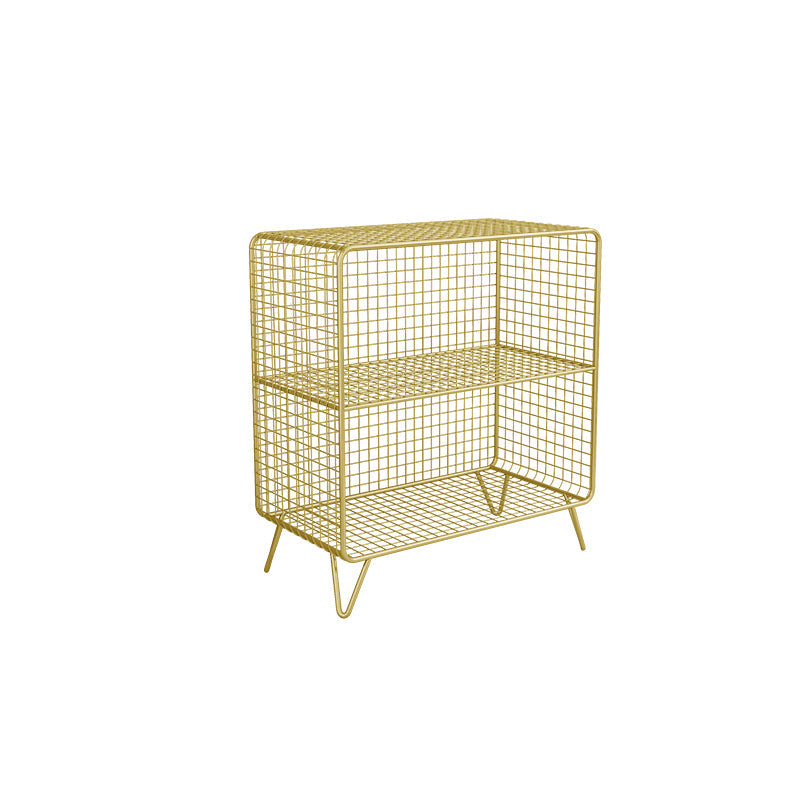 Metal Nightstand with Legs Glam Night Table with Shelves in Silver/Gold/Black 24"L x 12"W x 28"H Gold Clearhalo 'Bedroom Furniture' 'furn' 'furn_night_stand' 'Furniture' 'night_stand' 'Nightstands' 5374719