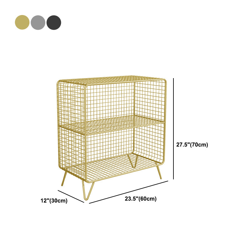 Metal Nightstand with Legs Glam Night Table with Shelves in Silver/Gold/Black Clearhalo 'Bedroom Furniture' 'furn' 'furn_night_stand' 'Furniture' 'night_stand' 'Nightstands' 5374725