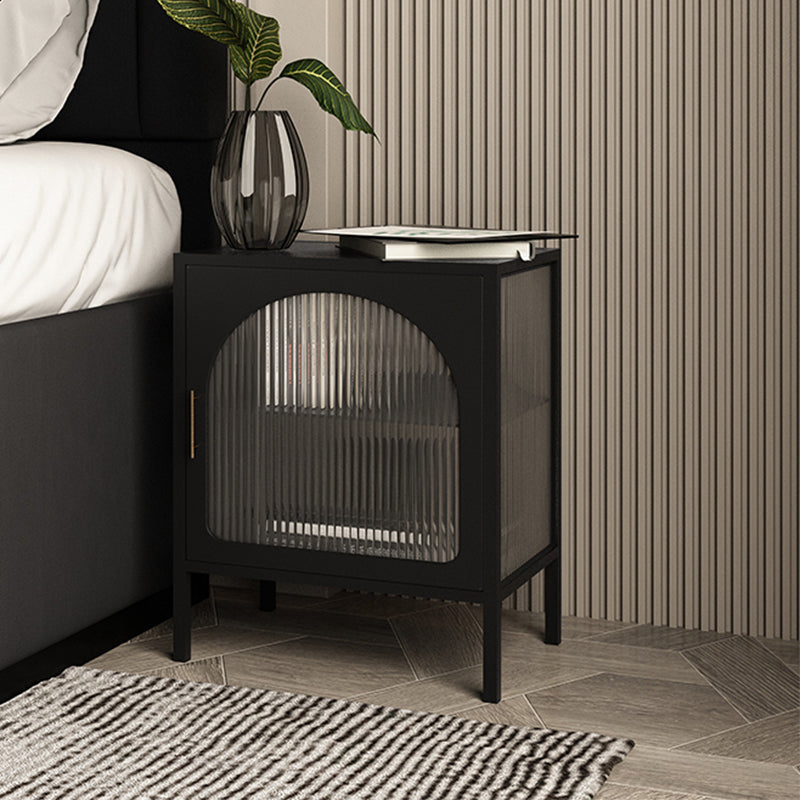 Schwarz/Weiß zwei Regale Nachttischglas moderner 1-Tür-Nachttisch