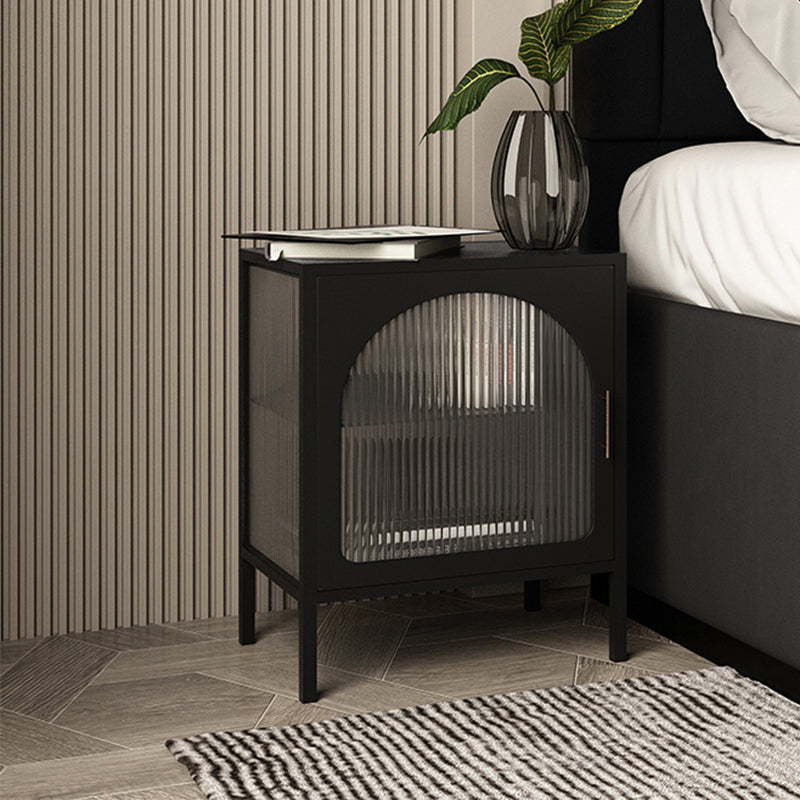 Schwarz/Weiß zwei Regale Nachttischglas moderner 1-Tür-Nachttisch