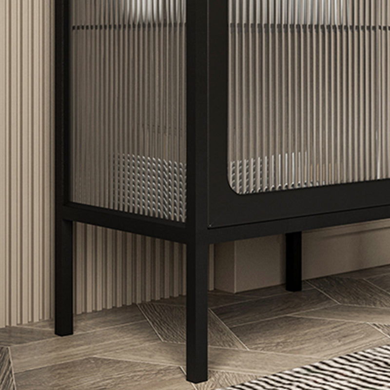 Schwarz/Weiß zwei Regale Nachttischglas moderner 1-Tür-Nachttisch