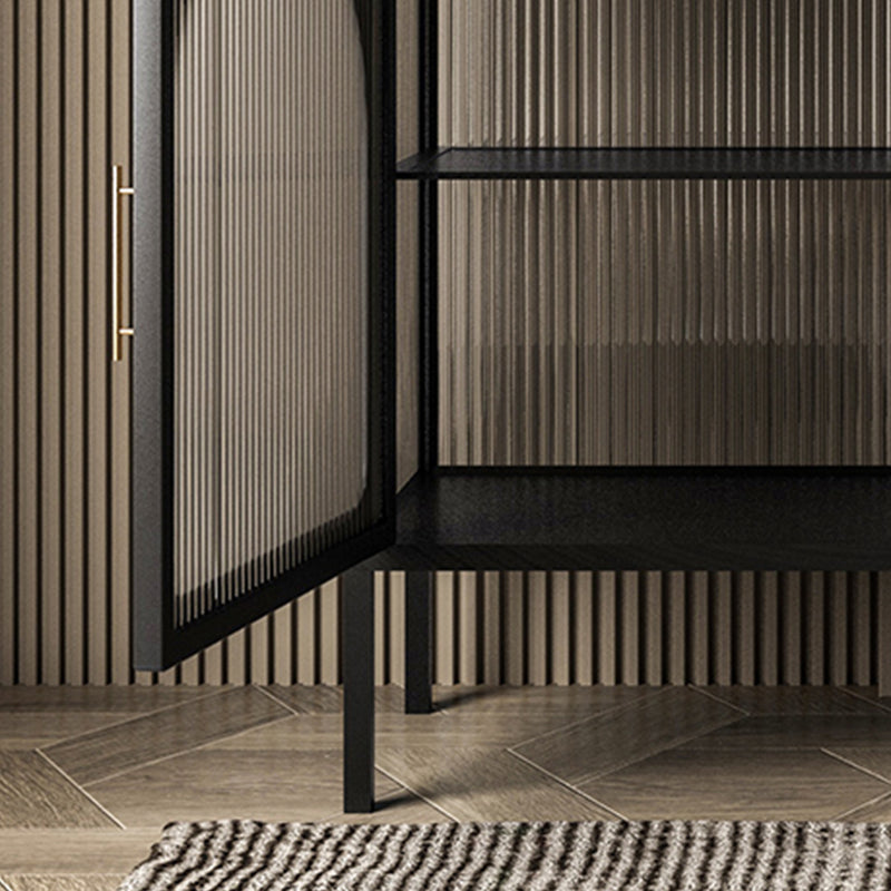 Schwarz/Weiß zwei Regale Nachttischglas moderner 1-Tür-Nachttisch