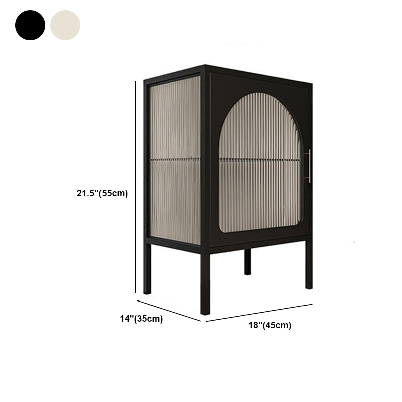 Schwarz/Weiß zwei Regale Nachttischglas moderner 1-Tür-Nachttisch