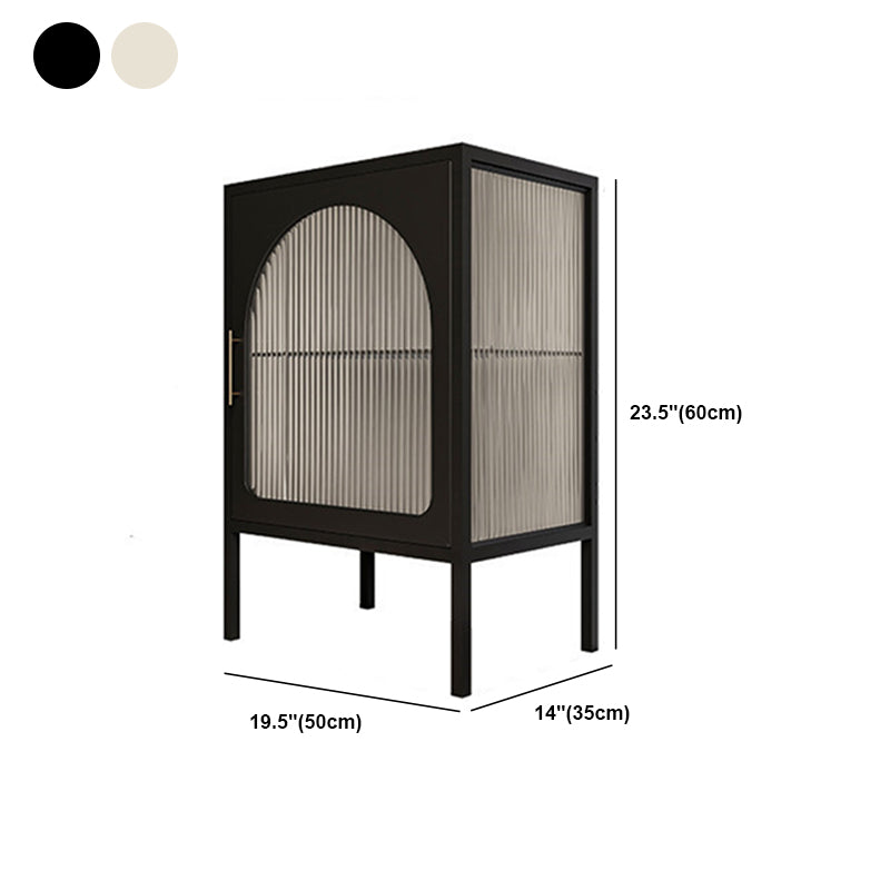 Schwarz/Weiß zwei Regale Nachttischglas moderner 1-Tür-Nachttisch
