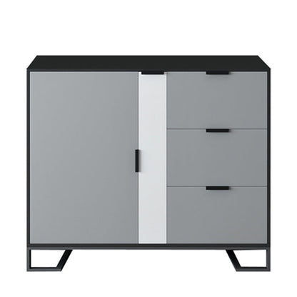 Adjustable Shelving Sideboard Contemporary Dining Sideboard with Door and Drawers 47"L x 14"W x 39"H Gray Black