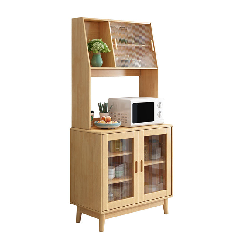 Rubber Wood Dining Server Contemporary Living Room Sideboard with Door 31.5"L x 16"W x 66"H Natural Clearhalo 'buffet_sideboard' 'Buffets & Sideboards' 'furn' 'furn_buffet_sideboard' 'Furniture' 'Kitchen & Dining Furniture' 5379155