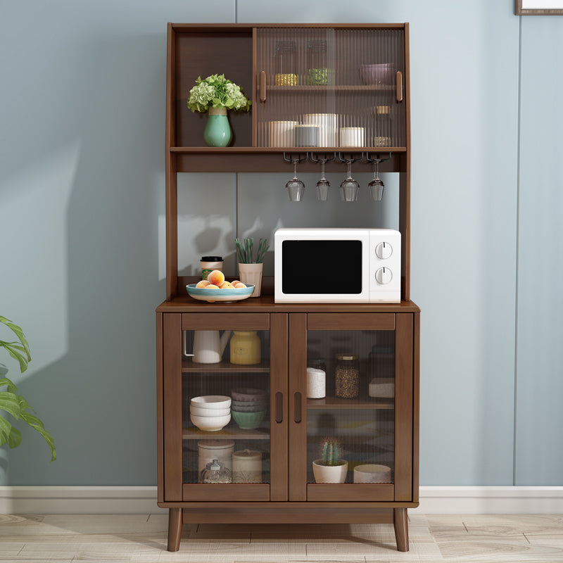 Rubber Wood Dining Server Contemporary Living Room Sideboard with Door 31.5"L x 16"W x 66"H Walnut Clearhalo 'buffet_sideboard' 'Buffets & Sideboards' 'furn' 'furn_buffet_sideboard' 'Furniture' 'Kitchen & Dining Furniture' 5379157