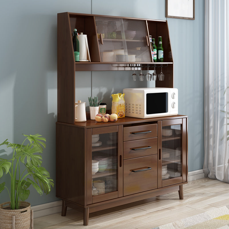 Rubber Wood Dining Server Contemporary Living Room Sideboard with Door 47"L x 16"W x 66"H Walnut Clearhalo 'buffet_sideboard' 'Buffets & Sideboards' 'furn' 'furn_buffet_sideboard' 'Furniture' 'Kitchen & Dining Furniture' 5379158