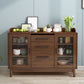 Rubber Wood Dining Server Contemporary Living Room Sideboard with Door 47"L x 16"W x 31"H Walnut Clearhalo 'buffet_sideboard' 'Buffets & Sideboards' 'furn' 'furn_buffet_sideboard' 'Furniture' 'Kitchen & Dining Furniture' 5379159