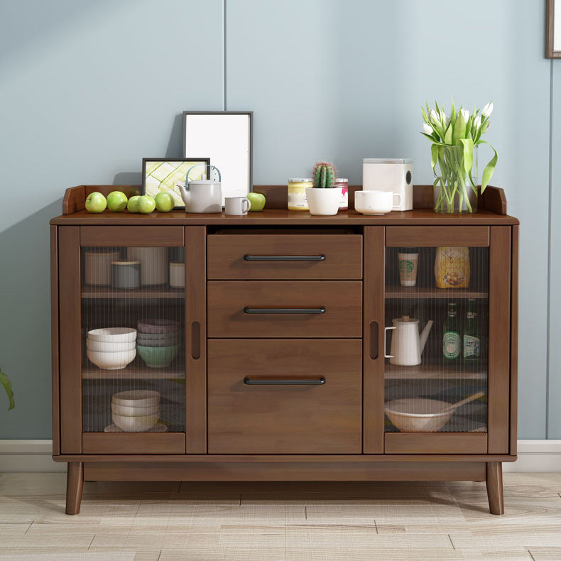 Rubber Wood Dining Server Contemporary Living Room Sideboard with Door 47"L x 16"W x 31"H Walnut Clearhalo 'buffet_sideboard' 'Buffets & Sideboards' 'furn' 'furn_buffet_sideboard' 'Furniture' 'Kitchen & Dining Furniture' 5379159