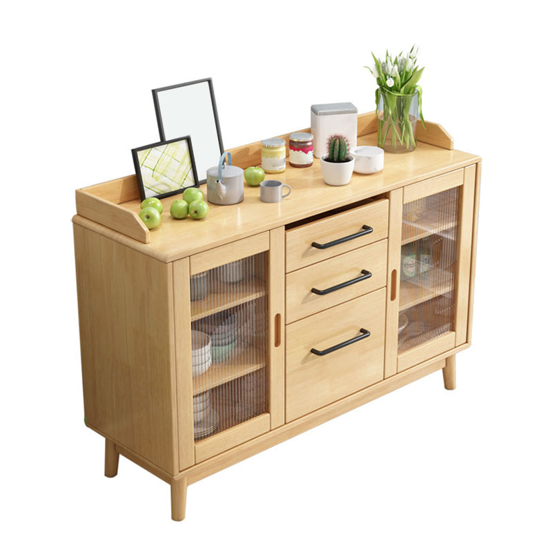 Rubber Wood Dining Server Contemporary Living Room Sideboard with Door 47"L x 16"W x 31"H Natural Clearhalo 'buffet_sideboard' 'Buffets & Sideboards' 'furn' 'furn_buffet_sideboard' 'Furniture' 'Kitchen & Dining Furniture' 5379160