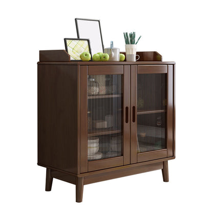 Rubber Wood Dining Server Contemporary Living Room Sideboard with Door 31.5"L x 16"W x 31"H Walnut Clearhalo 'buffet_sideboard' 'Buffets & Sideboards' 'furn' 'furn_buffet_sideboard' 'Furniture' 'Kitchen & Dining Furniture' 5379165