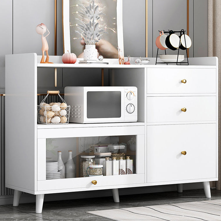 Modern Sideboard Wood Sideboard with Door and Drawers for Living Room 39"L x 14"W x 35"H White Clearhalo 'buffet_sideboard' 'Buffets & Sideboards' 'furn' 'furn_buffet_sideboard' 'Furniture' 'Kitchen & Dining Furniture' 5379230