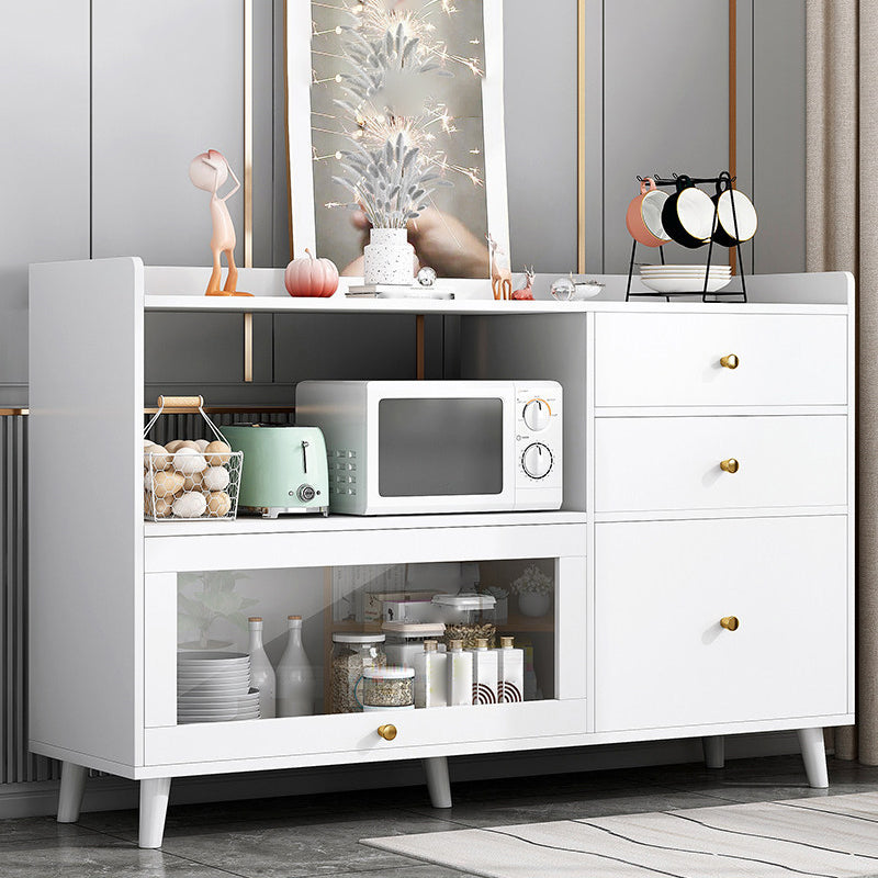 Modern Sideboard Wood Sideboard with Door and Drawers for Living Room 47"L x 14"W x 35"H White Clearhalo 'buffet_sideboard' 'Buffets & Sideboards' 'furn' 'furn_buffet_sideboard' 'Furniture' 'Kitchen & Dining Furniture' 5379232