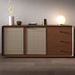 Simplicity Wood 28-inch Height Sideboard Rattan Doors Cupboard for Living Room Clearhalo 'buffet_sideboard' 'Buffets & Sideboards' 'furn' 'furn_buffet_sideboard' 'Furniture' 'Kitchen & Dining Furniture' 5379244