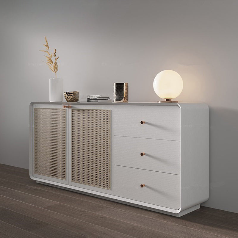 Simplicity Wood 28-inch Height Sideboard Rattan Doors Cupboard for Living Room Clearhalo 'buffet_sideboard' 'Buffets & Sideboards' 'furn' 'furn_buffet_sideboard' 'Furniture' 'Kitchen & Dining Furniture' 5379251