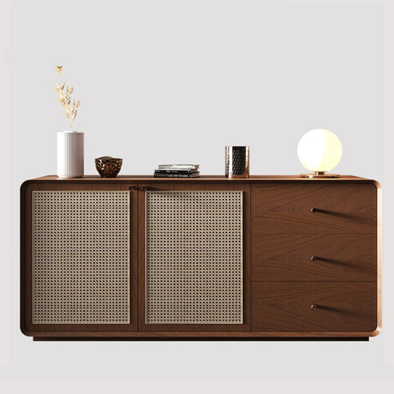 Simplicity Wood 28-inch Height Sideboard Rattan Doors Cupboard for Living Room Clearhalo 'buffet_sideboard' 'Buffets & Sideboards' 'furn' 'furn_buffet_sideboard' 'Furniture' 'Kitchen & Dining Furniture' 5379255