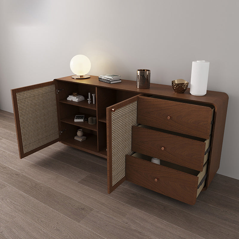 Simplicity Wood 28-inch Height Sideboard Rattan Doors Cupboard for Living Room Clearhalo 'buffet_sideboard' 'Buffets & Sideboards' 'furn' 'furn_buffet_sideboard' 'Furniture' 'Kitchen & Dining Furniture' 5379256