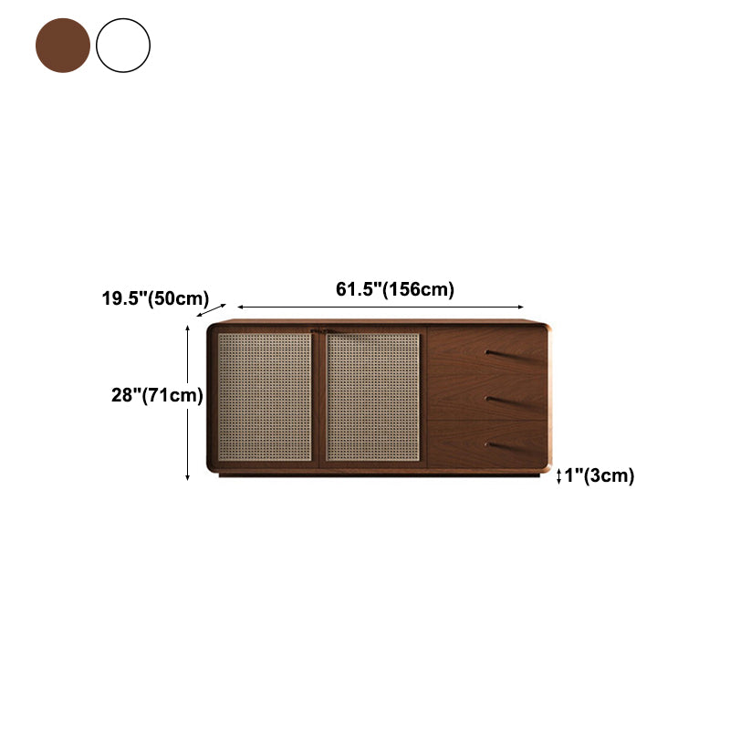 Simplicity Wood 28-inch Height Sideboard Rattan Doors Cupboard for Living Room Clearhalo 'buffet_sideboard' 'Buffets & Sideboards' 'furn' 'furn_buffet_sideboard' 'Furniture' 'Kitchen & Dining Furniture' 5379259