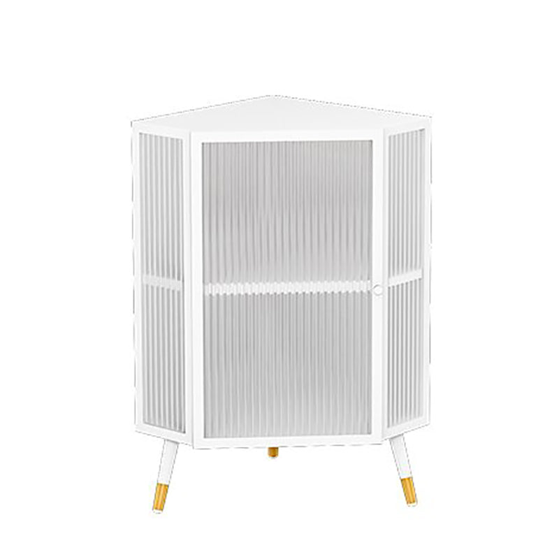 Modern Style Kitchen Server Glass Door Iron Frame Server for Living Room 15.7"L x 15.7"W x 29.5"H White Clearhalo 'buffet_sideboard' 'Buffets & Sideboards' 'furn' 'furn_buffet_sideboard' 'Furniture' 'Kitchen & Dining Furniture' 5379279