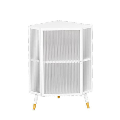 Modern Style Kitchen Server Glass Door Iron Frame Server for Living Room 15.7"L x 15.7"W x 29.5"H White Clearhalo 'buffet_sideboard' 'Buffets & Sideboards' 'furn' 'furn_buffet_sideboard' 'Furniture' 'Kitchen & Dining Furniture' 5379279