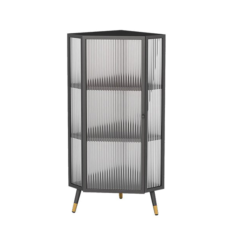 Modern Style Kitchen Server Glass Door Iron Frame Server for Living Room 16"L x 16"W x 41"H Black Clearhalo 'buffet_sideboard' 'Buffets & Sideboards' 'furn' 'furn_buffet_sideboard' 'Furniture' 'Kitchen & Dining Furniture' 5379281