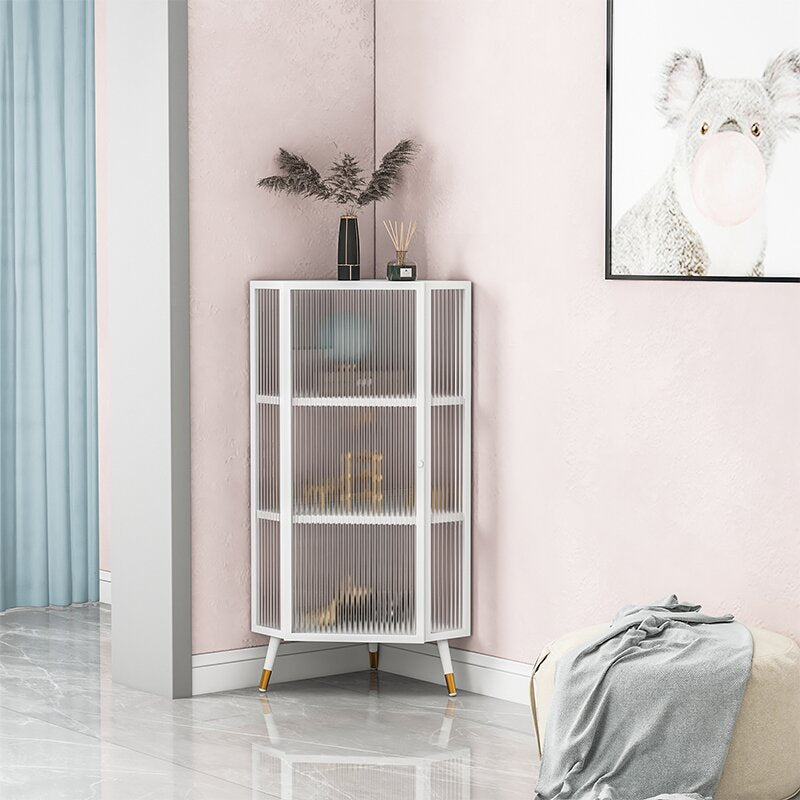 Modern Style Kitchen Server Glass Door Iron Frame Server for Living Room Clearhalo 'buffet_sideboard' 'Buffets & Sideboards' 'furn' 'furn_buffet_sideboard' 'Furniture' 'Kitchen & Dining Furniture' 5379282