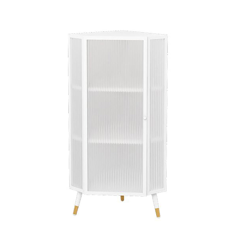 Modern Style Kitchen Server Glass Door Iron Frame Server for Living Room 16"L x 16"W x 41"H White Clearhalo 'buffet_sideboard' 'Buffets & Sideboards' 'furn' 'furn_buffet_sideboard' 'Furniture' 'Kitchen & Dining Furniture' 5379283