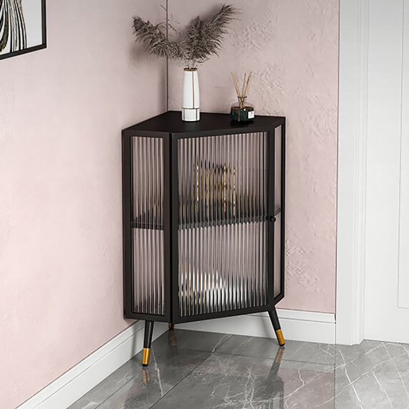 Modern Style Kitchen Server Glass Door Iron Frame Server for Living Room Clearhalo 'buffet_sideboard' 'Buffets & Sideboards' 'furn' 'furn_buffet_sideboard' 'Furniture' 'Kitchen & Dining Furniture' 5379284