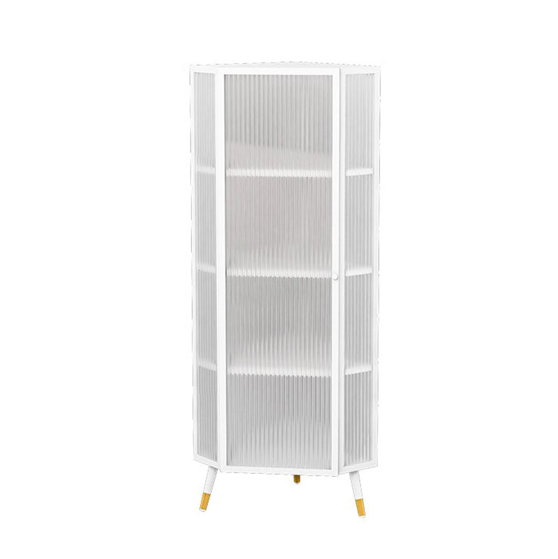 Modern Style Kitchen Server Glass Door Iron Frame Server for Living Room 16"L x 16"W x 53"H White Clearhalo 'buffet_sideboard' 'Buffets & Sideboards' 'furn' 'furn_buffet_sideboard' 'Furniture' 'Kitchen & Dining Furniture' 5379287